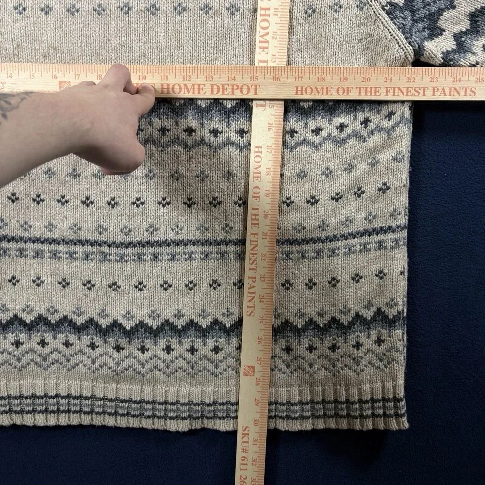 Vtg 90s North Crest Fair Isle Knit Sweater Mens XLT Made in Japan Wool Blend Tan